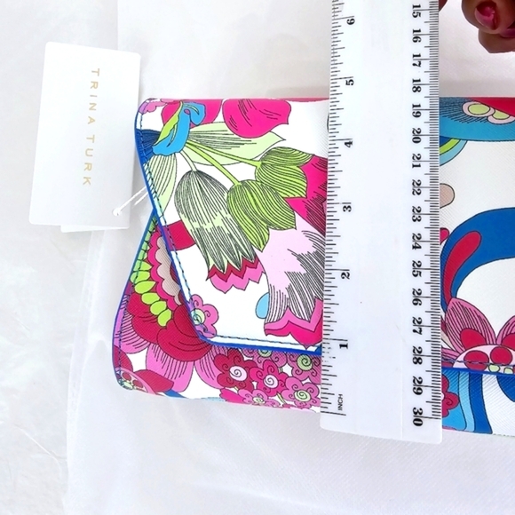 Trina Turk Floral Lilly pastel printed tote bag clutch evening bag, Pink NWT - Picture 5 of 11